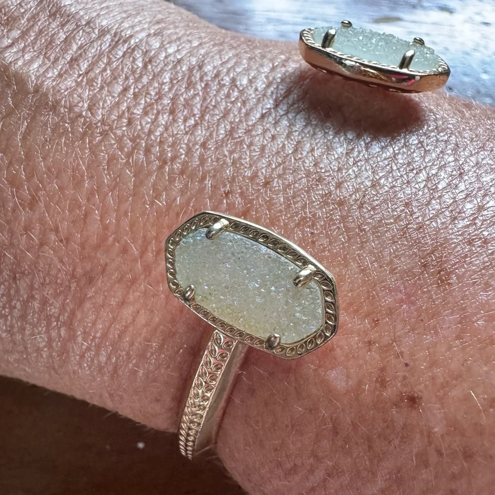 Kendra Scott Rose Gold Elton Irridescent Drusy Cuff Bracelet